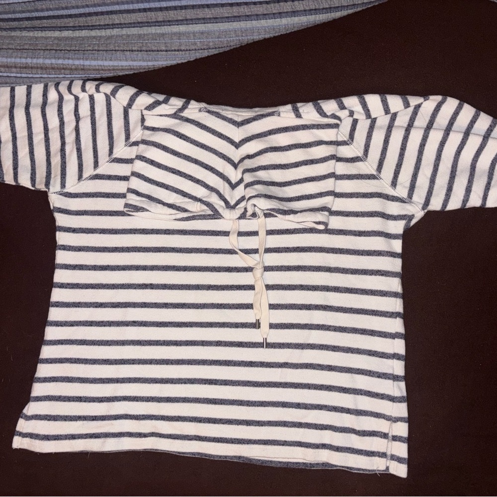 Chaps Blue and White Hoodie with Nautical Stripes